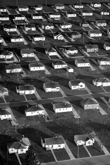 Black-and-white photograph: Portland Residential Development, 1940s. Location: Portland, Oregon. Date: c. 1940s.